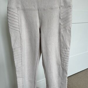 Athleta beige Textured Moto Ponte Leggings